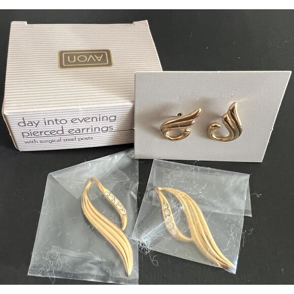 Avon 1990 "Day into Evening" Swirl Design Stud and Dangle Earrings | NIB - Picture 5 of 5